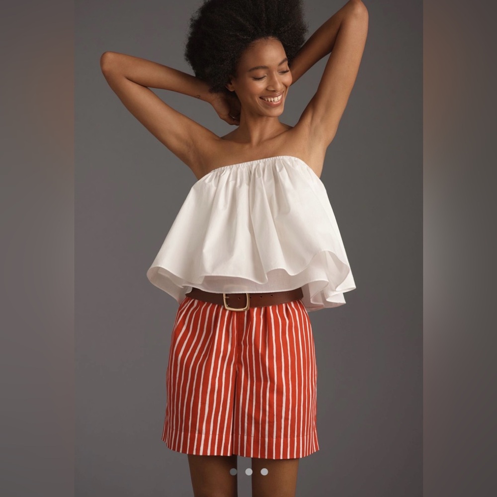NWT Anthropologie Marimekko Jokapoika Kioski Piccolo Stripe Shorts SZ XS Red